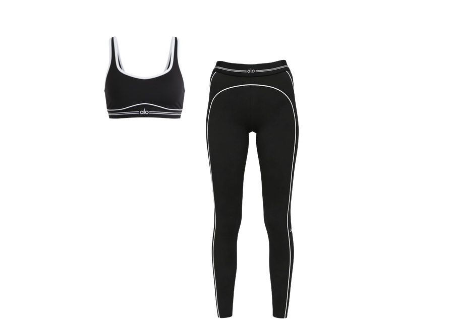 Alo Yoga Airbrush High-Waist 7/8 Black/White - Set