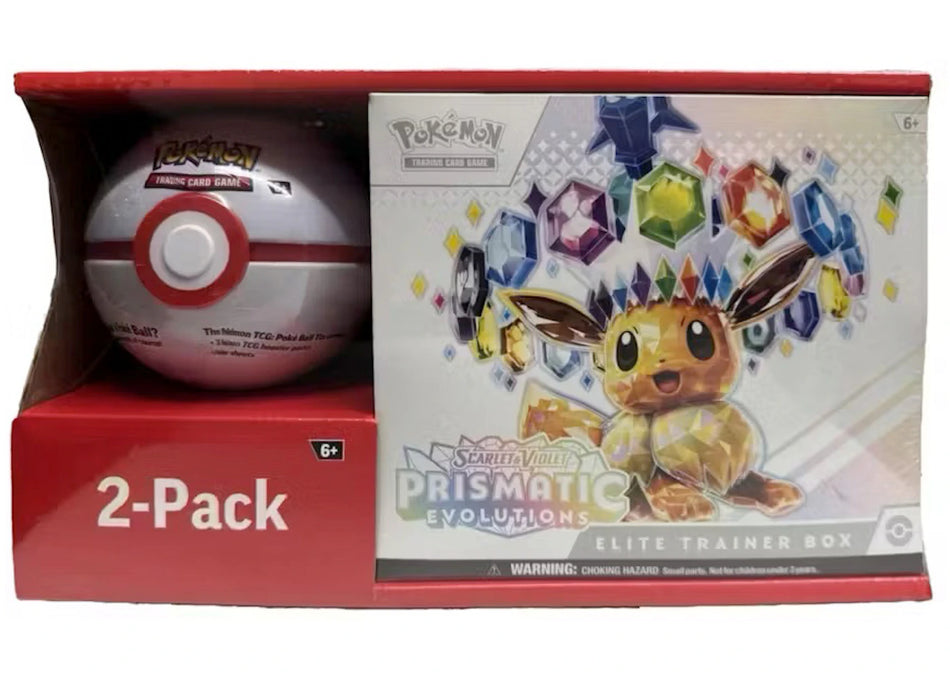 2025 Pokémon Scarlet & Violet Prismatic Evolutions Elite Trainer Box + Pokeball Sam's Club Bundle (Pokeball Color May Vary)
