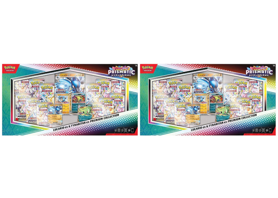2025 Pokémon Scarlet & Violet Prismatic Evolutions Lucario ex & Tyranitar ex Premium Collection (Sam's Club Exclusive) 2x Lot