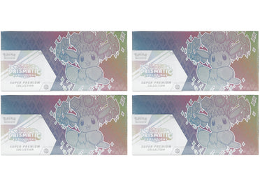 Lot de 4 cartes Pokémon Scarlet &amp; Violet Prismatic Evolutions Super Premium Collection 2025