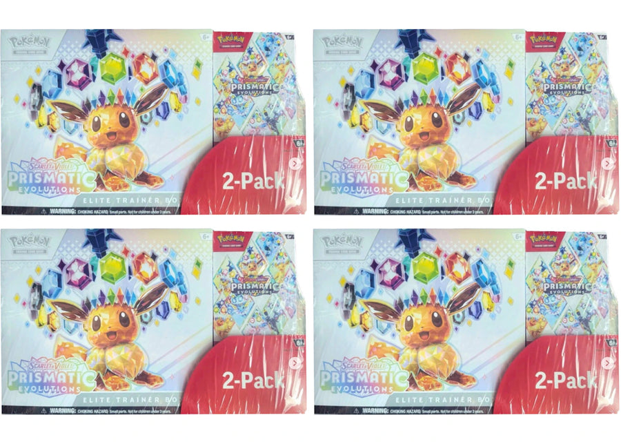 2025 Pokémon Scarlet & Violet Pristmatic Evolutions Elite Trainer Box + Booster Costco Bundle 4x Lot