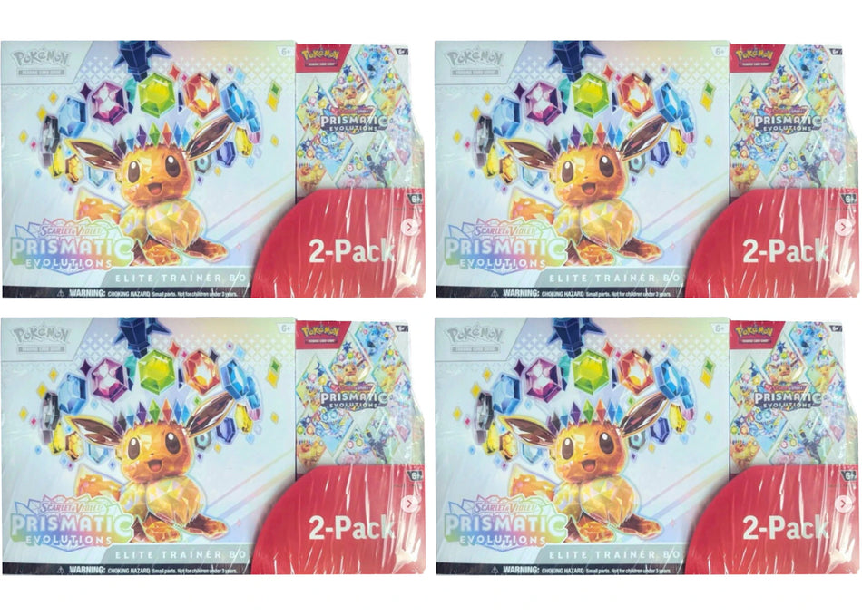 2025 Pokémon Scarlet & Violet Pristmatic Evolutions Elite Trainer Box + Booster Costco Bundle 4x Lot