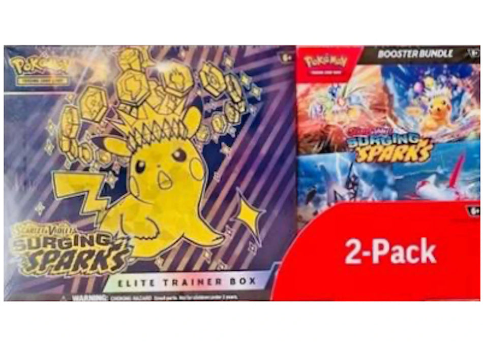 2025 Pokémon Scarlet & Violet Surging Sparks Elite Trainer Box & Booster Bundle Costco 2-Pack