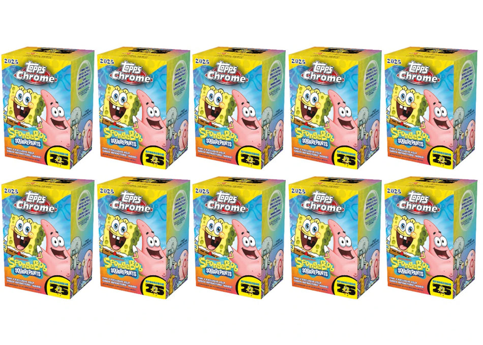 2025 Topps Chrome SpongeBob 25th Anniversary Blaster Box 10x Lot