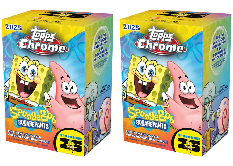 Lot de 2 boîtes blaster Topps Chrome SpongeBob 25e anniversaire (2025)