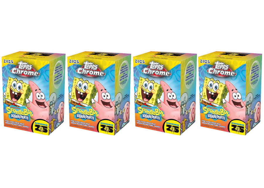 Lot de 4 boîtes blaster Topps Chrome SpongeBob 25e anniversaire (2025)