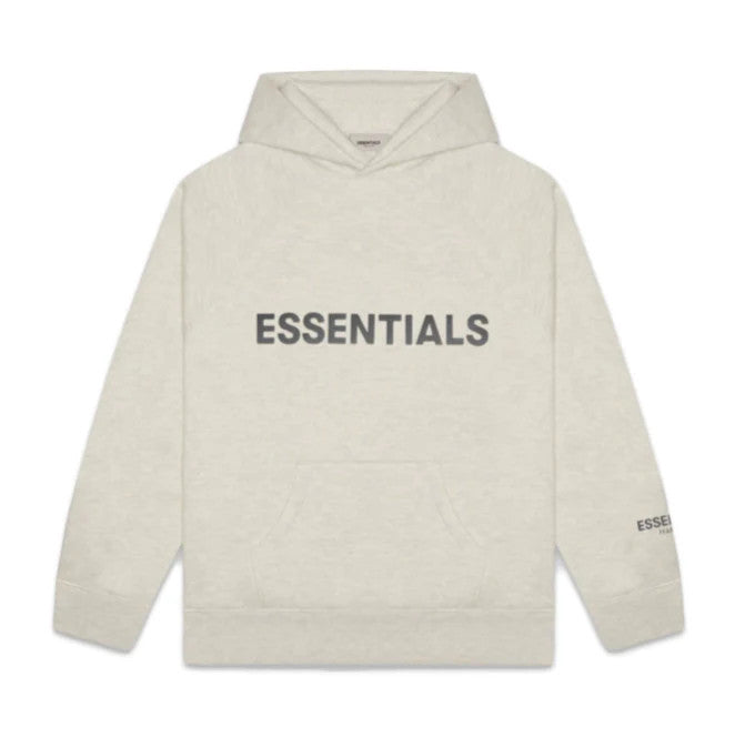 Fear Of God Essentials 3d Silicon Applique Pullover Hoodie Heather Oatmeal