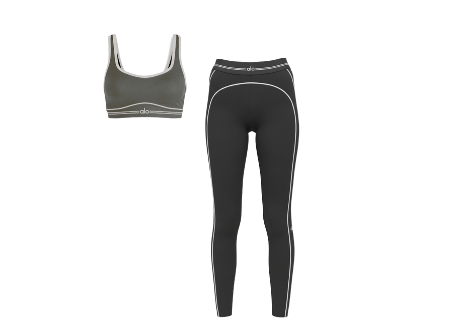 Alo Yoga Airbrush High-Waist 7/8 Anthtacite/White - Set