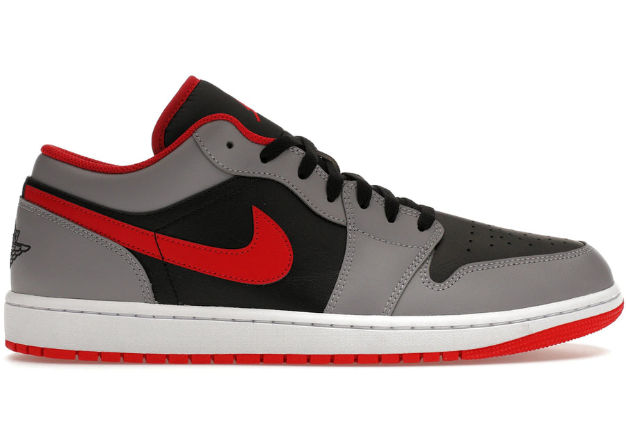 Jordan 1 Low Noir Gris fumé clair Rouge gym