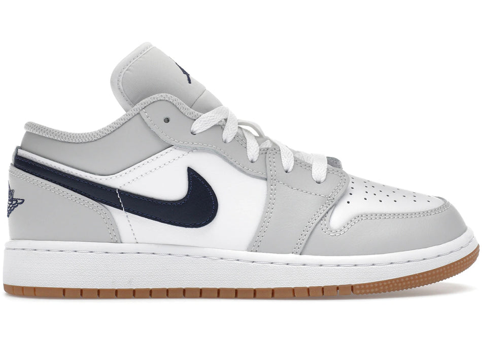 Jordan 1 Low White Neutral Grey Gum Midnight Navy (GS)