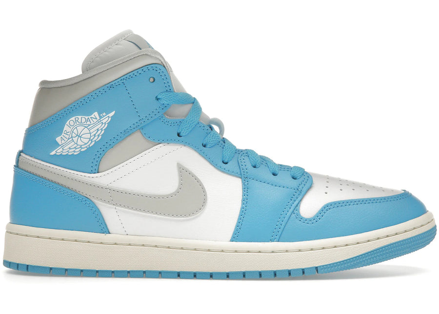 Jordan 1 Mid Bleu Poudre Foncé Blanc Voile Gris Neutre (Femme)