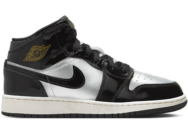 Jordan 1 Mid SE Black Metallic Silver Sail Metallic Gold (GS)