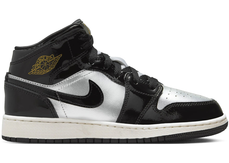 Jordan 1 Mid SE Black Metallic Silver Sail Metallic Gold (GS)