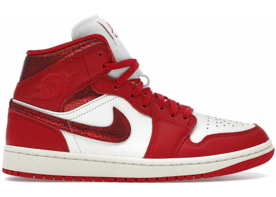 Jordan 1 Mid SE Rouge Cuir Craquelé (Femme)