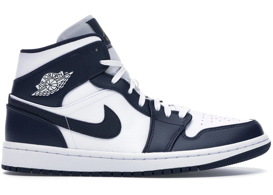 Jordan 1 Mid Blanc Métallisé Or Obsidien