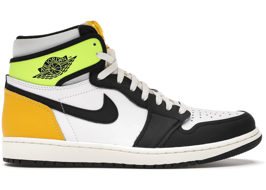 Jordan 1 Retro High Blanc Noir Volt Or Universitaire