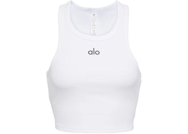 Alo Yoga Aspire Cropped Cotton-Blend Tank Top White/Black