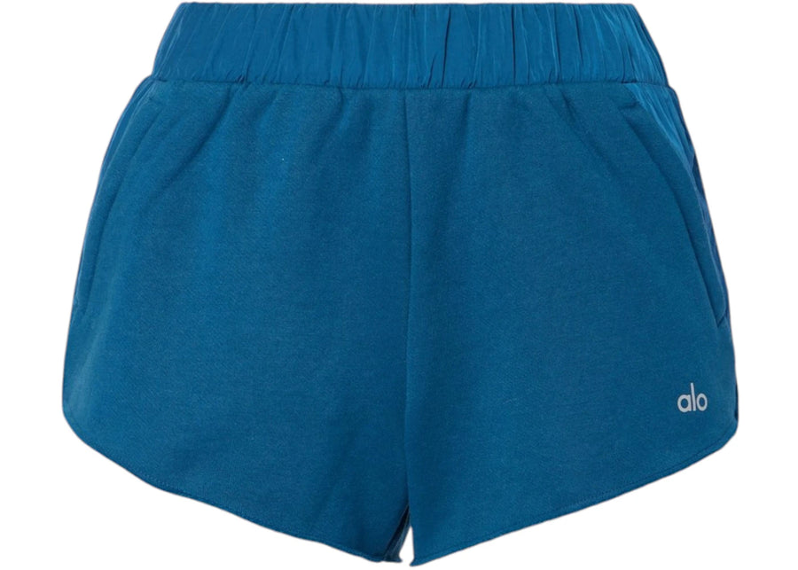 Alo Yoga In The Air Dolphin Cotton-Blend Shorts Eclipse Blue