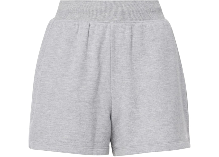 Short de yoga Alo Yoga Low Key en mélange de coton, gris chiné athlétique