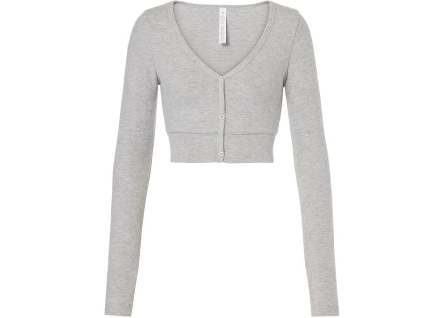 Alo Yoga Me Time Cropped Cardigan Athletic Heather Grey