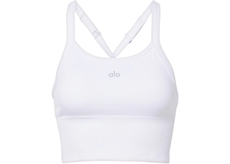 Alo Yoga Ribbed-Knit Bra Top White