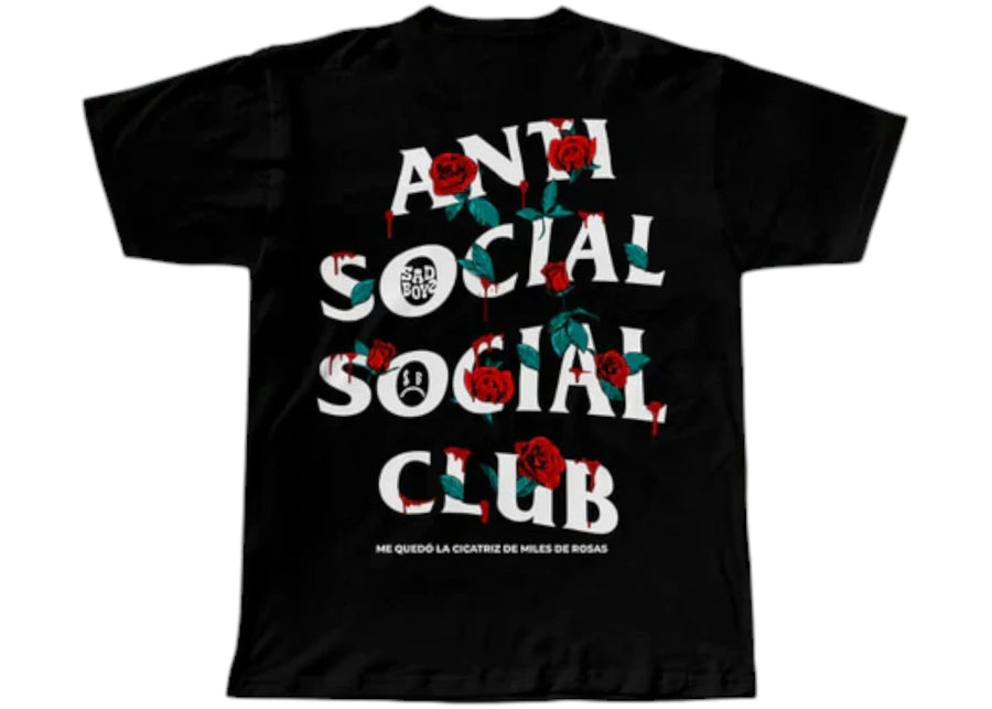 T-shirt noir Anti Social Social Club Sadboyz Miles De Rosas
