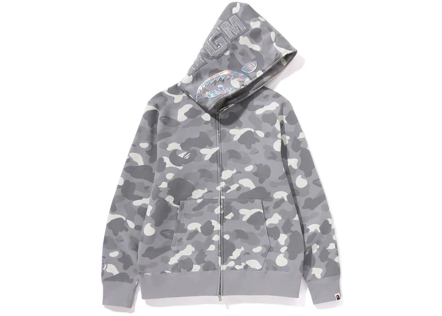 Sweat à capuche zippé BAPE City Camo Shark (SS24) Gris