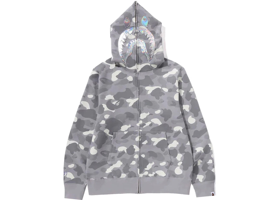 Sweat à capuche zippé BAPE City Camo Shark (SS24) Gris