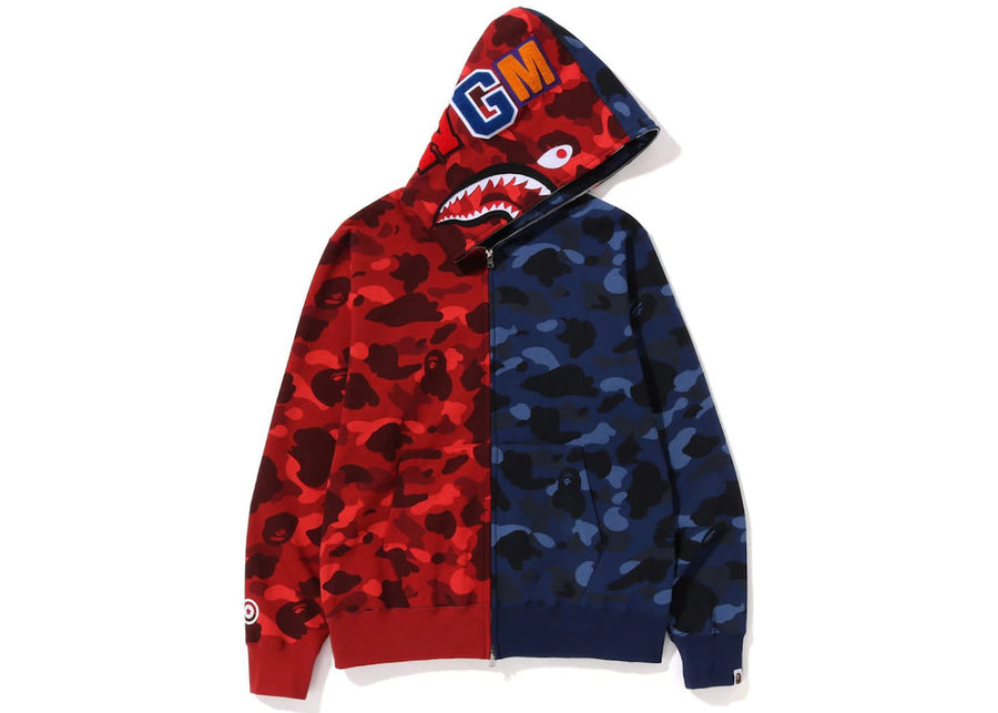 Sweat à capuche zippé BAPE Color Camo Shark (FW22) Rouge Marine