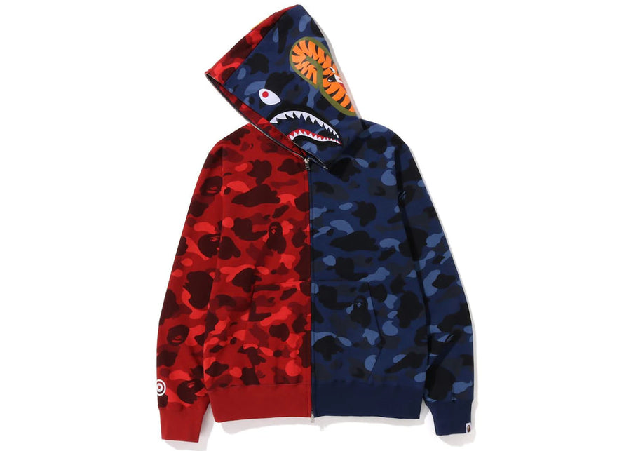 Sweat à capuche zippé BAPE Color Camo Shark (FW22) Rouge Marine