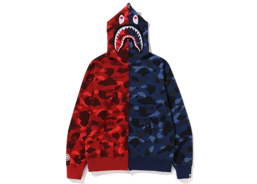 Sweat à capuche zippé BAPE Color Camo Shark (FW22) Rouge Marine