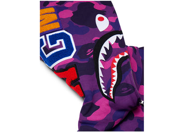 BAPE Color Camo Shark Full Zip  Hoodie Purple