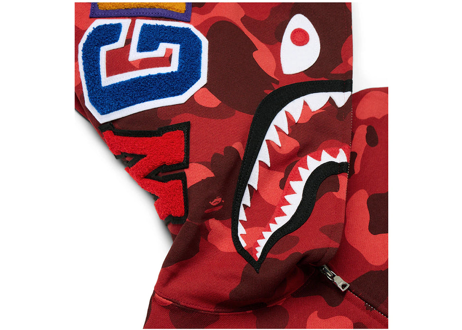 BAPE Color Camo Shark Full Zip  Hoodie Red