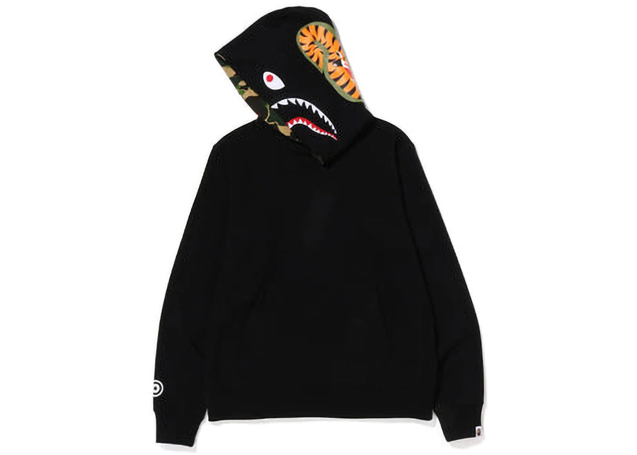 Pull BAPE Shark à capuche camouflage intérieur noir et vert