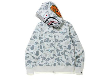 BAPE Space Camo Shark Full Zip Double Hoodie White Multi