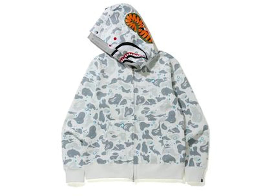 BAPE Space Camo Shark Full Zip Double Hoodie White Multi