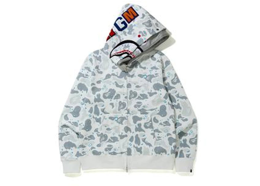 Sweat à capuche zippé BAPE Space Camo Shark blanc multicolore