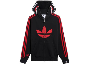 BAPE x adidas Shark Fleece Full Zip Hoodie Black