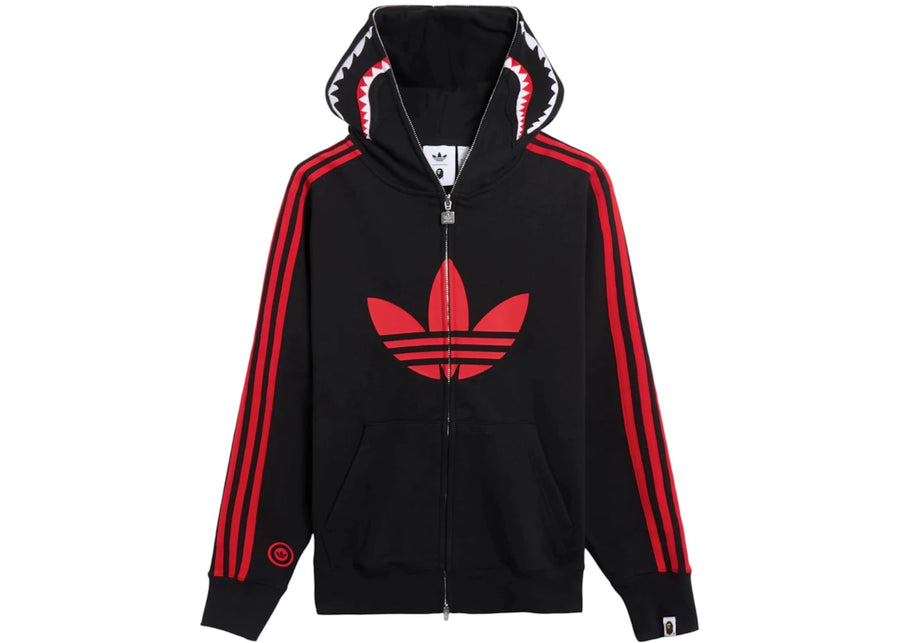 Sweat à capuche zippé BAPE x adidas Shark Fleece noir