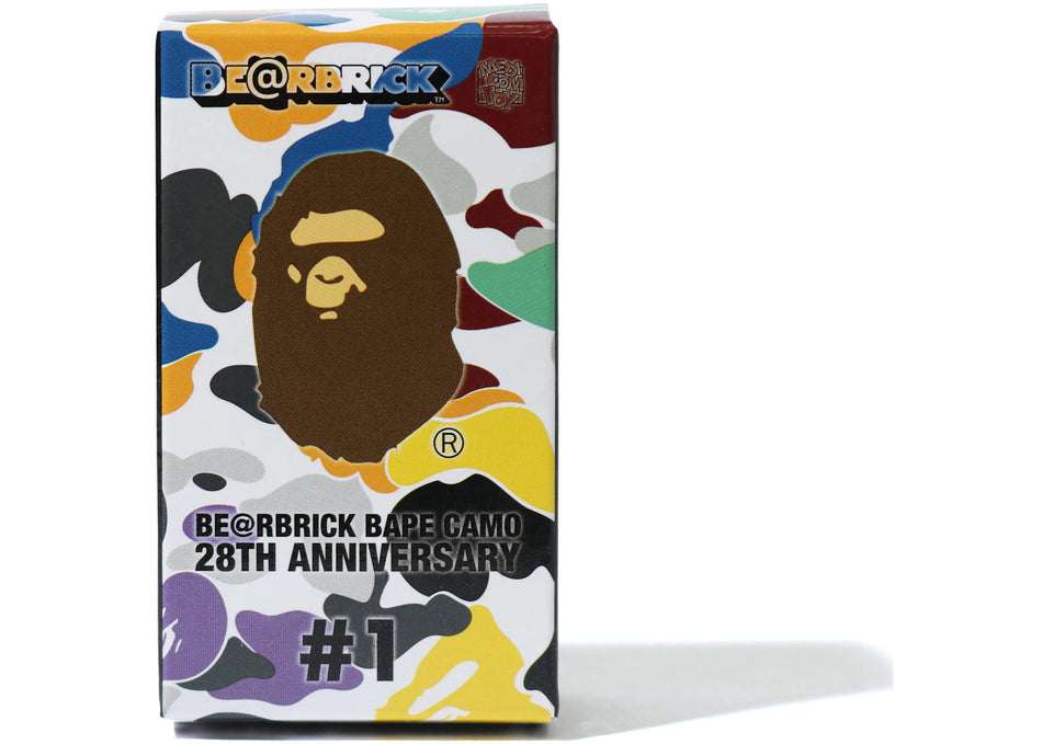 Bearbrick A Bathing Ape 28th Anniversary Camo #1 100% Blue/Red