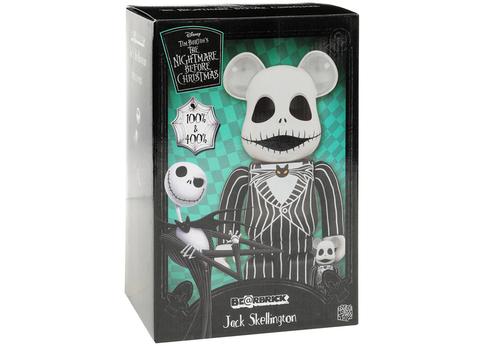 Bearbrick x Disney Tim Burton's The Nightmare Before Christmas Jack Skellington 100% & 400% Set