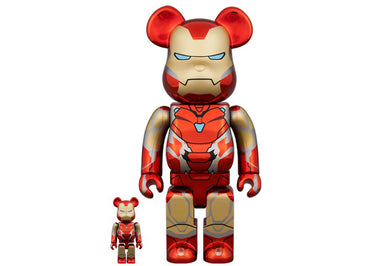 Bearbrick Marvel The Infinity Saga Iron Man Mark85 100% & 400% Set Chorme