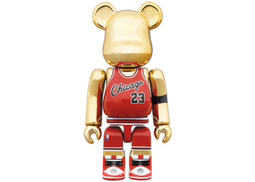 Bearbrick Michael Jordan 1985 Rookie Jersey 100% & 400% Set Gold Chrome