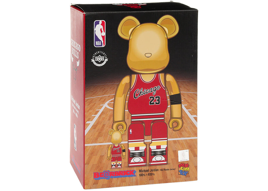 Bearbrick Michael Jordan 1985 Rookie Jersey 100% & 400% Set Gold Chrome