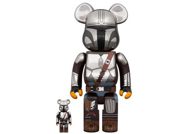 Bearbrick Star Wars The Mandalorian 100% & 400% Set Chrome