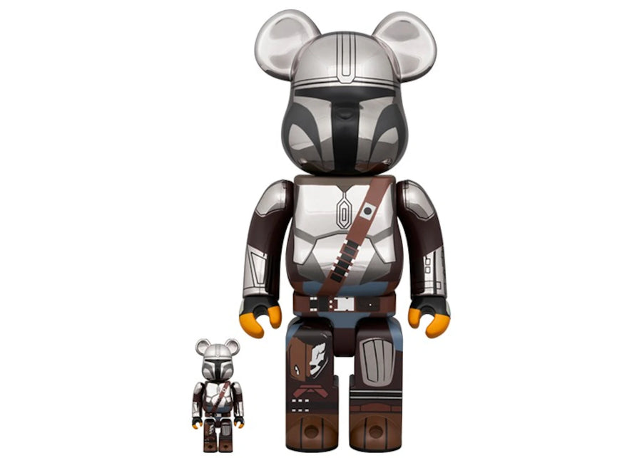 Bearbrick Star Wars The Mandalorian, ensemble 100 % et 400 % chromé