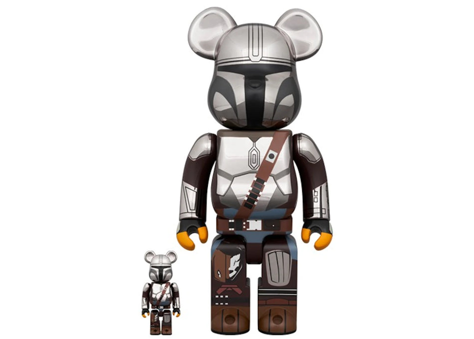 Bearbrick Star Wars The Mandalorian 100% & 400% Set Chrome