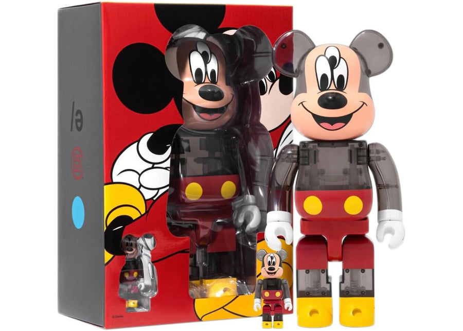 Bearbrick x CLOT x 3125C x Disney 3-Eyed Mickey Mouse 100% & 400% Set Translucent Black
