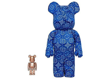 Bearbrick x CLOT x Nike 100% & 400% Set Royale University Blue Silk