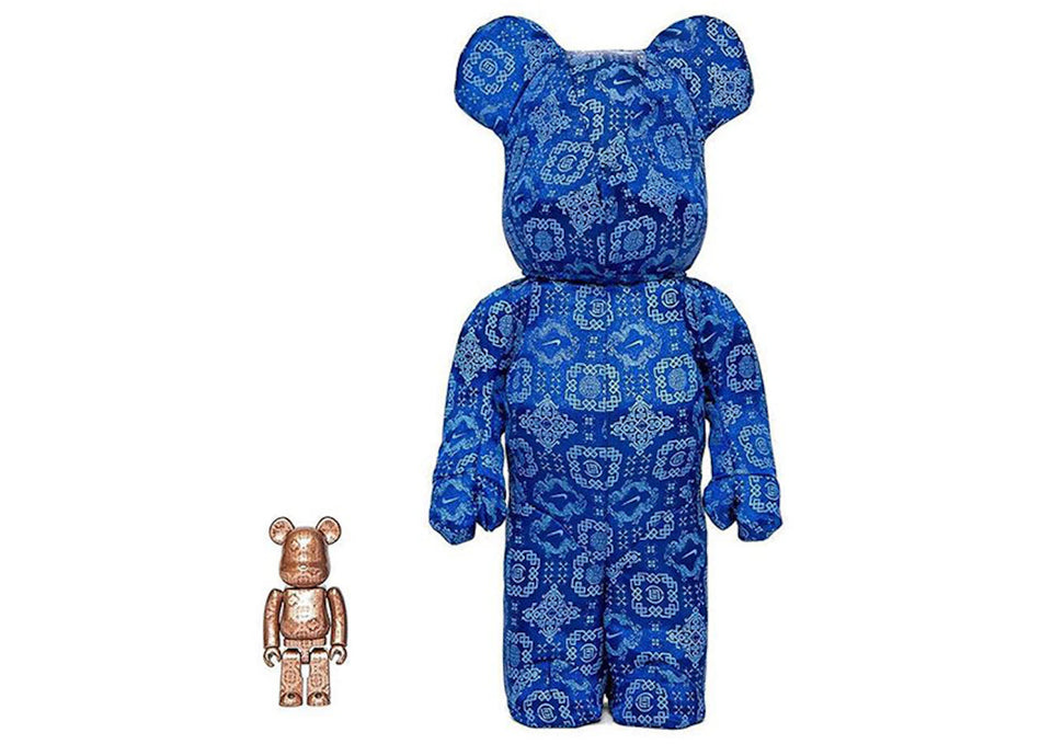 Bearbrick x CLOT x Nike 100% & 400% Set Royale University Blue Silk